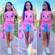 Roupa Infantil Feminina Conjunto de Menina Blusa e Short de Verão 2 a 14 Anos