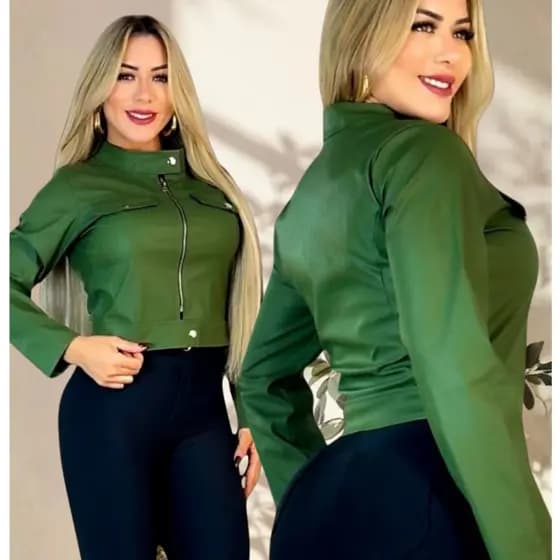 JAQUETA   FEMININA SINTÉTICO COM ZIPER  ELEGANTE INVERNO