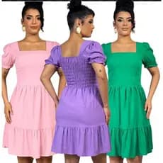 Vestido Feminino Curto Manga / Estilo Princesa, Confortável e Elegante