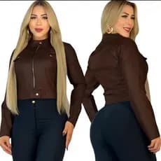jaqueta femenina de cuoro elegante inverno confortável