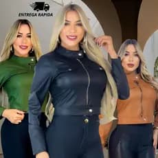 Jaqueta De Couro Sintético Feminina Couro Fake