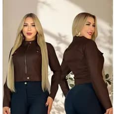Jaqueta feminina courino