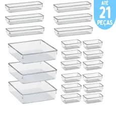 Kit até 21 Organizador Modular Multiuso de Acrilico Gaveta Geladeira