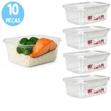 Kit até 10 Potes Marmita 750ml Com Trava Hermetico de Plastico Microondas e Freezer