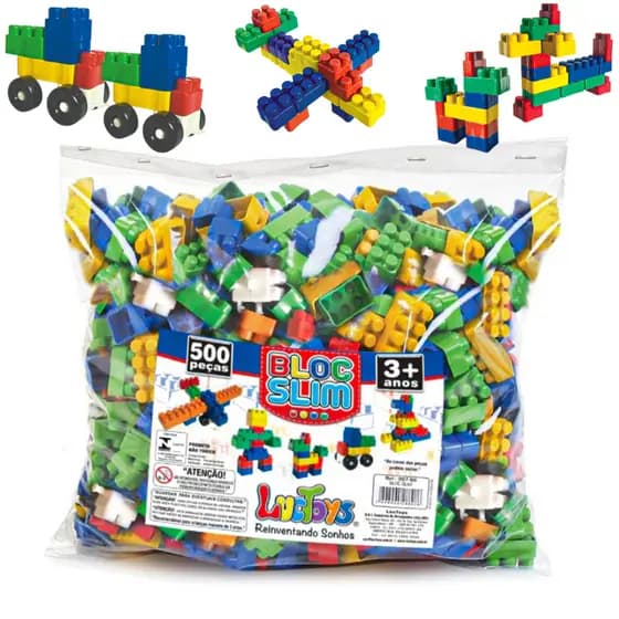 Blocos de Montar 500 Peças Brinquedo Didatico Infantil Monta Monta