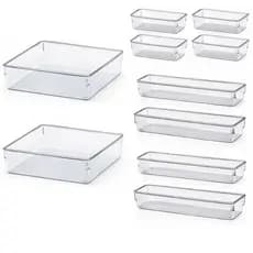 Kit até 10 Organizador Modular Multiuso de Acrilico Gaveta Geladeira