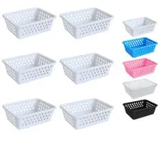 Cesto Organizador Kit 6 Peças 20x15x6cm Branco Transparente Rosa Azul Preto Medio de Plastico