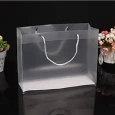 Kits Sacos Sacolas de Plástico Resistente Luxo de Presente Transparentes com Alças de Tecido