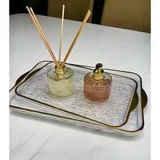 Bandeja Luxo Cristal Decorativa Mesa Cozinha Quarto Lavabo Acrílica Retangular ou Redonda