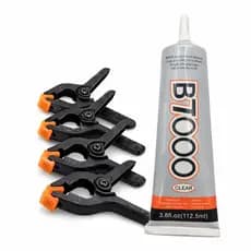 Kit Com 4 Grampos Presilhas Fixa Tela De Celular + Cola