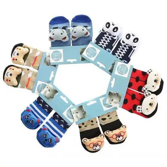 kit 2/4/6 pares Meia de Bebe Meia Infantil 3D de Bichinho 0 a 24 meses - Menino e Menina