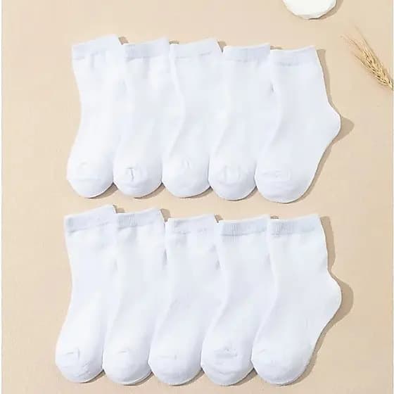 Kit 6 Pares Meia Infantil Branca Cano Medio Menino Menina