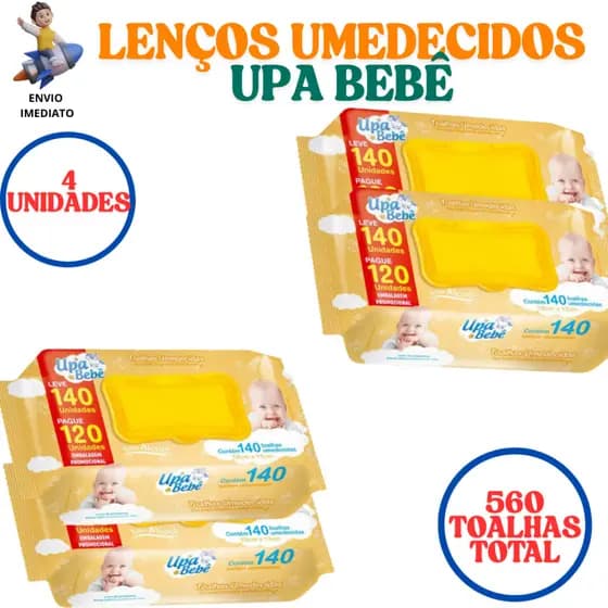 Kit Com 560 Lenços Umedecido/4 Pacotes- Upa Bebê Promoção