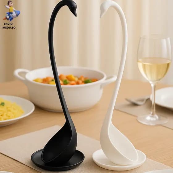 Concha De Sopa Cisne De Plástico Com Base De Apoio