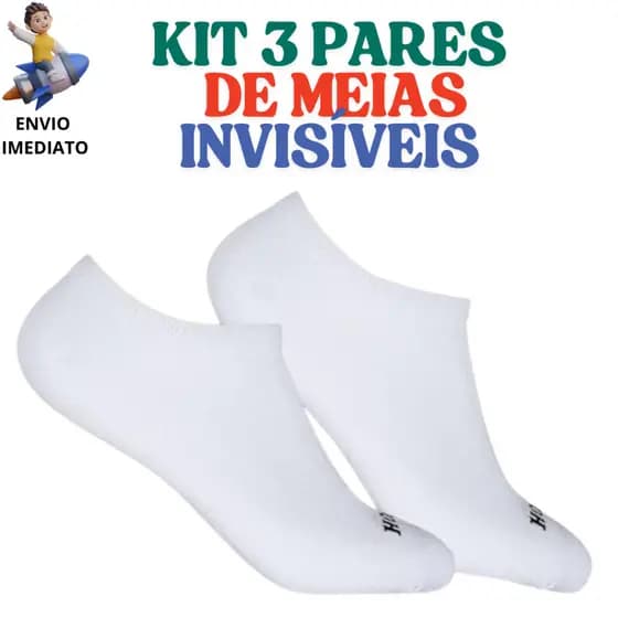 Kit 3 Pares Meias Invisível Hoahi Original Tamanho 33 ao 38