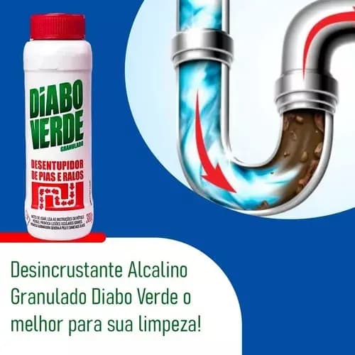 Diabo Verde Granulado 300g Desentupir Canos Pias - Kit 2 Und