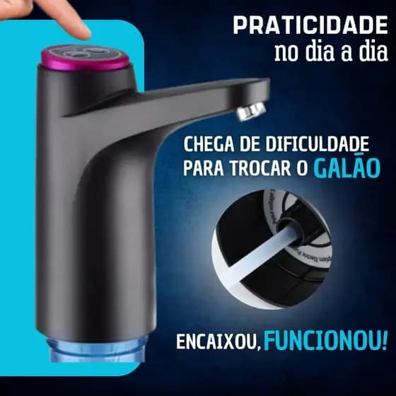 Bomba Galão De Água Recarregável Dispenser Bivolt Usb Cor Preto