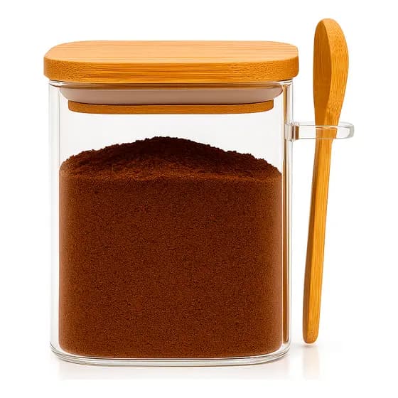 Pote Hermético 700ml Tampa Colher Bambu Hermético 700ml Temperos