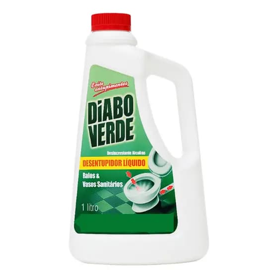 Kit 2 Desentupidor De Pias E Ralos Líquido Diabo Verde 1 Lt
