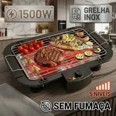Churrasqueira Eletrica Grill Sem Fumaca 1500w Portatil Para Apartamento