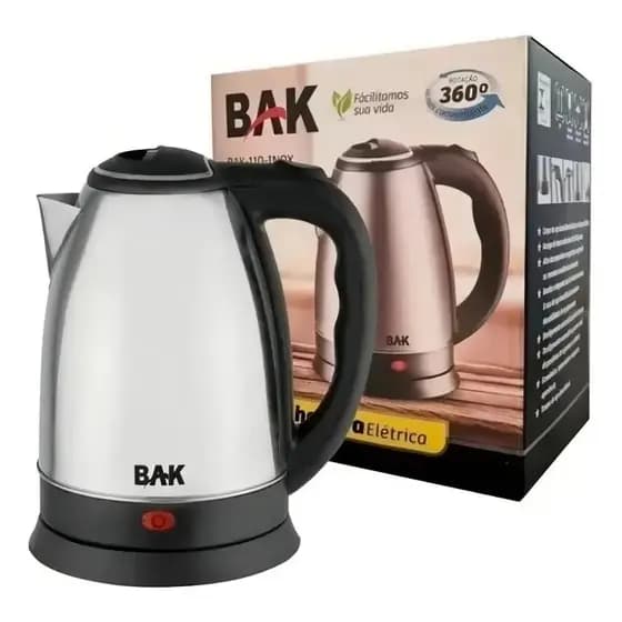 Jarra Elétrica Inox Bak 1.8L Preto Rotativa Desligamento Automático