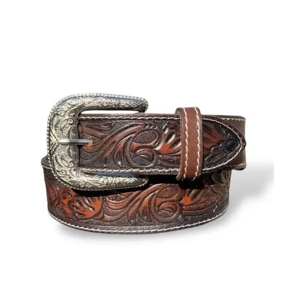 Cinto Masculino De Couro Country Entalhado Básico