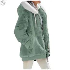 Casaco de Inverno Feminino de Manga Longa, Quente e Macio QNON