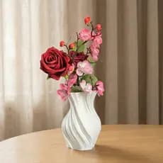 Vaso Decorativo Espiral 3D em ABS Branco 14cm - Elegância e Resistência para Flores Artificiais
