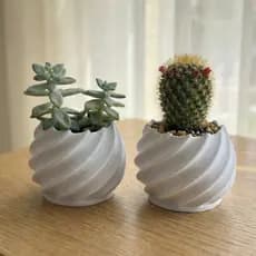 Kit 2 4 6 Vasos Espiral 3D Minimalista para Suculentas e Cactos - Decoração Sala Quarto