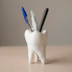 Porta-Lápis/Caneta Dentinho Organizador De Mesa Em Formato De Dente Escritório Consultório Dentista
