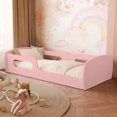 Cama Montessoriana Infantil Com Proteção Lateral  Rose Transição Berço