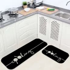 Kit 3 Tapetes para sua Cozinha | Cores Vivas para Decorar - Passadeira + Tapetes Antiderrapantes