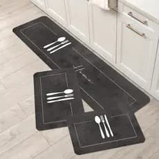 Kit 3 Tapetes para sua Cozinha | Cores Vivas para Decorar - Passadeira + Tapetes Antiderrapantes