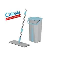 Rodo Mop Balde Rapid Clean Celeste Mop Flat Microfibra