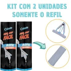Kit Refil 2 Unidades Rodo Mop Fácil Celeste Enxuga E Varre Chão Banheiro Cozinha Limpeza