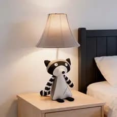Luminária Infantil Guaxinim Pelúcia Abajur Quarto Bebê Criança Luz Noturna Decorativo