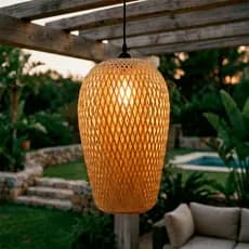 Luminária Pendente de Bambu Artesanal Estilo Boho Rústico para Decoração Natural de Ambientes