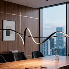Pendente LED Espiral 120cm Preto 3000K 4000K 6000K Lustre Sala Jantar Cozinha Ilha Moderno Decoração