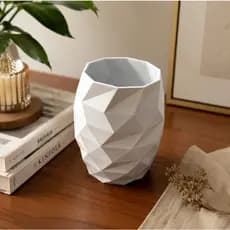 Vaso Geométrico Decorativo Moderno Branco e Preto |  Minimalista para Plantas, Sala e Escritório Jardim Casa Quarto