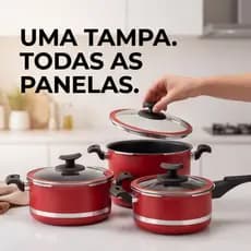 Kit com 3 Panela De Pressão Qatar 5 Litros Antiaderente Teflon Com Tampa Externa-Fechamento Externo