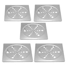 Kit 5 Ralo Grelha Quadrado 9,5x9,cm Inox Abre Fecha Rotativo