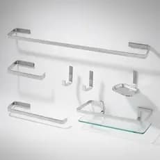 Kit Acessórios Vários Modelos Para Banheiro Quadrado Polido ou Preto Moderno Alumínio Reforçado Não Enferruja 1/2