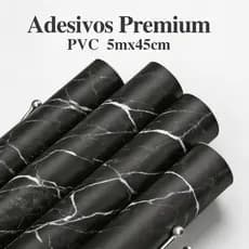 Papel de Parede Autocolante Adesivo Mármore Preto Cozinha Pedra 5m x 45cm
