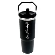 Copo Térmico Flip 900ml Personalizado com Nome - Floral Delicada