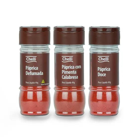 Combo - Páprica Defumada, Páprica Doce e Páprica com Pimenta Calabresa