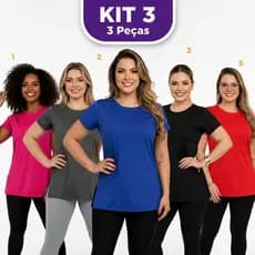 Kit 3 Blusas Academia Dry Fit Camisa Caminhada Musculação Treino camiseta tapa bum bum Feminina