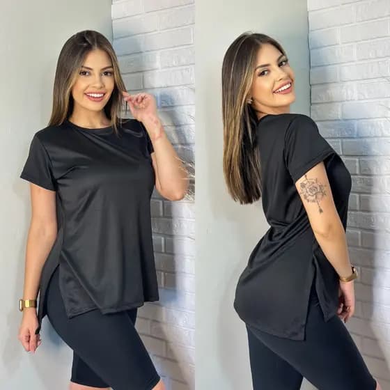 Blusas Academia Dry Fit Camisa Caminhada Musculação Treino camiseta tapa bum bum Feminina