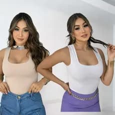 Kit 3  Regata Blusa Decote Quadrado Reta Suplex Premium Liso Verão Moda Tendência com forro duplo.