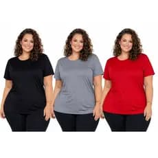 Kit 3 Blusas Academia PLUS SIZE Dry Fit- Caminhada,Musculação e Treino. Tapa bumbum moda Feminina.