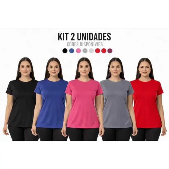Kit 2 Blusas Academia Dry Fit Camisa Caminhada Musculação Treino camiseta tapa bum bum Feminina